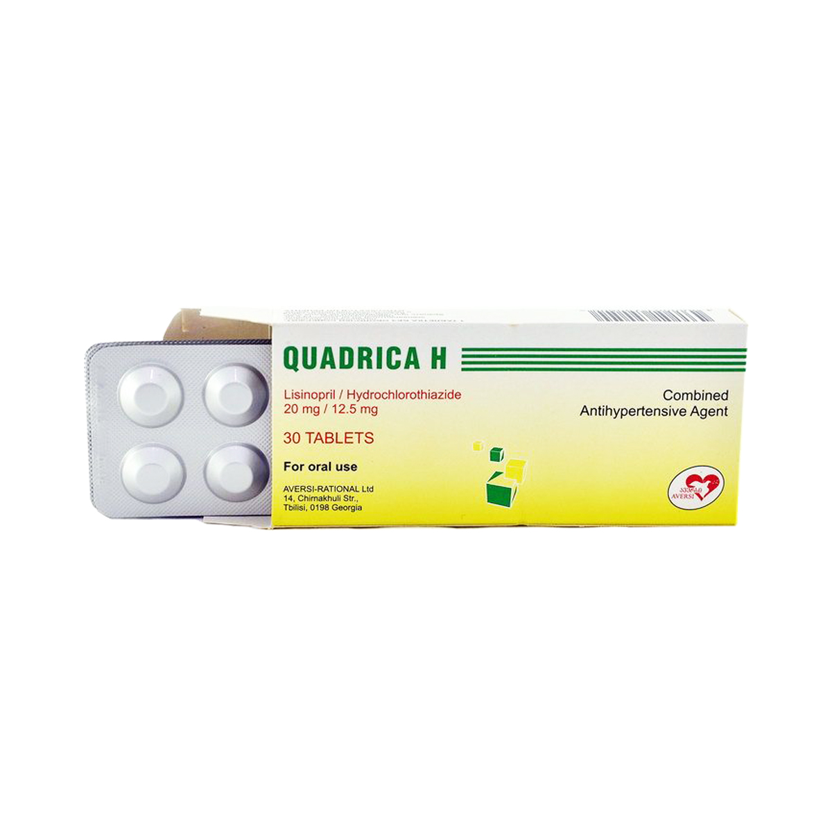 Quadrica - კვადრიცა 20მგ/12.5მგ 30 ტაბლეტი