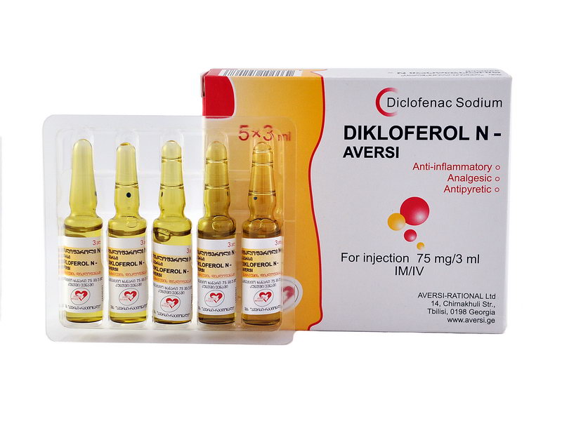 DIKLOFEROL - დიკლოფეროლი N 75მგ/3მლ. 5 ამპულა