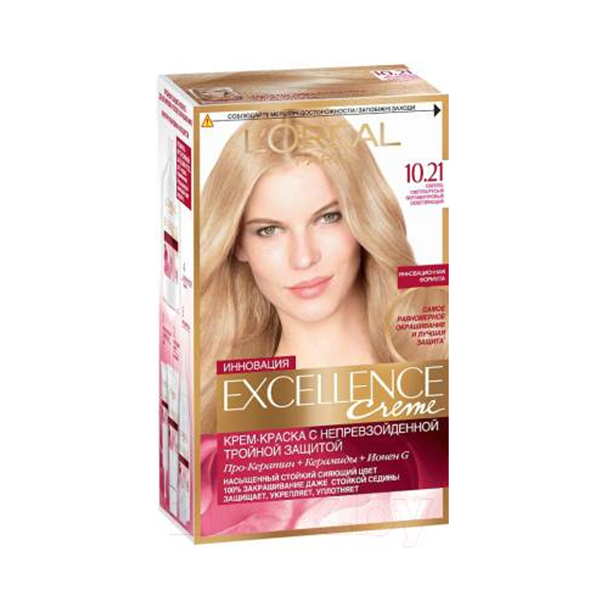 Loreal - ლორეალი თმის საღებავი Excellence 10.21 2424/1225