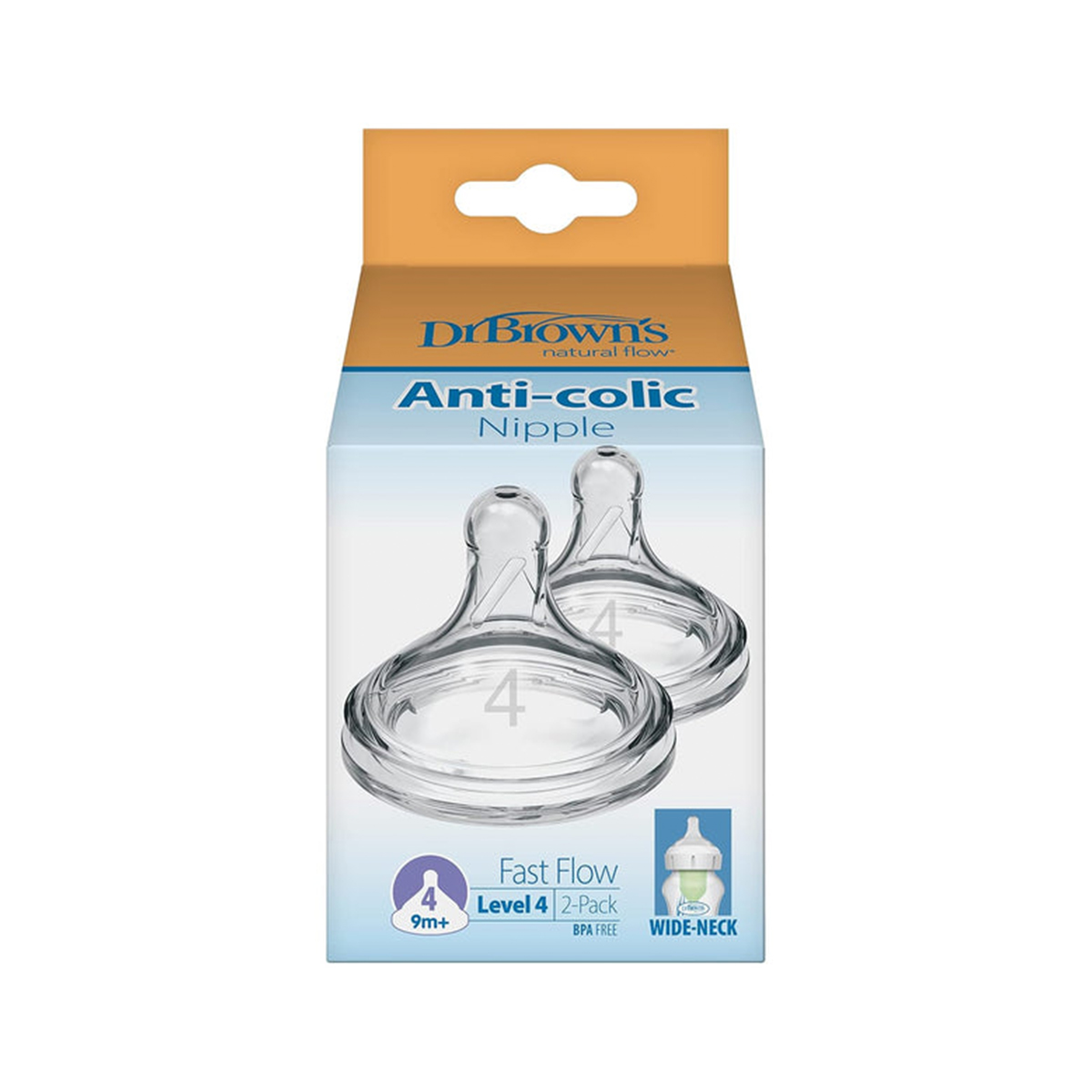 DrBrowns - დოქტორ ბრაუნი ბოთლის განიერყელიანი საწოვარა 9+თ 2ცალი 1750