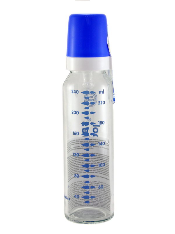 კანპოლი-ბოთლი - შუშის - სილიკონის საწოვარით - 240 მლ..