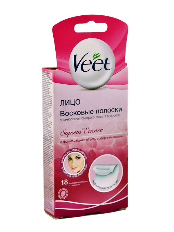 Veet - სადეპილაციო სტრიფსი - სახისათვის - 18ც+4ც(ხელსახოცი)