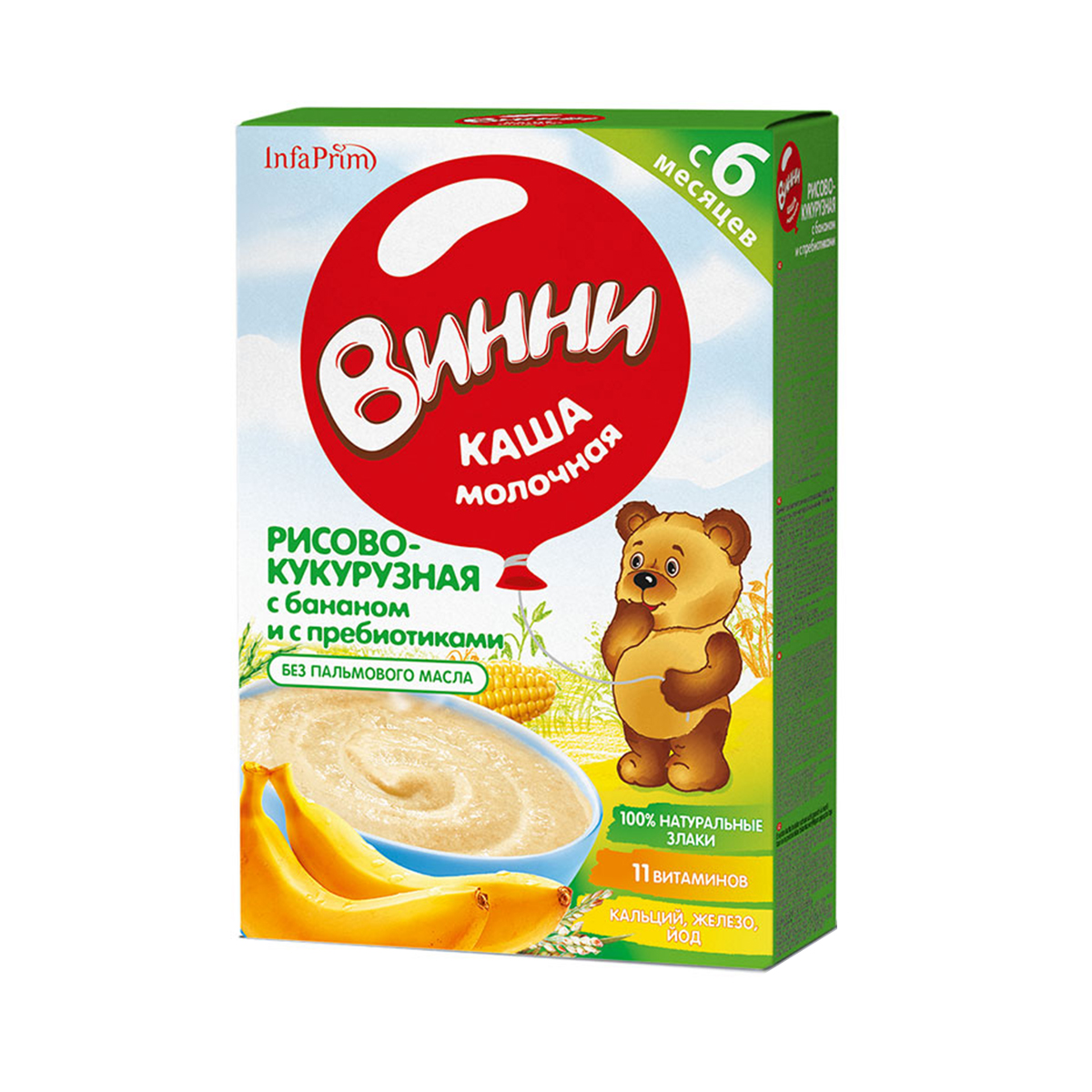 ვინი რძიანი ფაფა ბრინჯი სიმინდით და პრებიოტიკებით 4 თვიდან 4695/4893