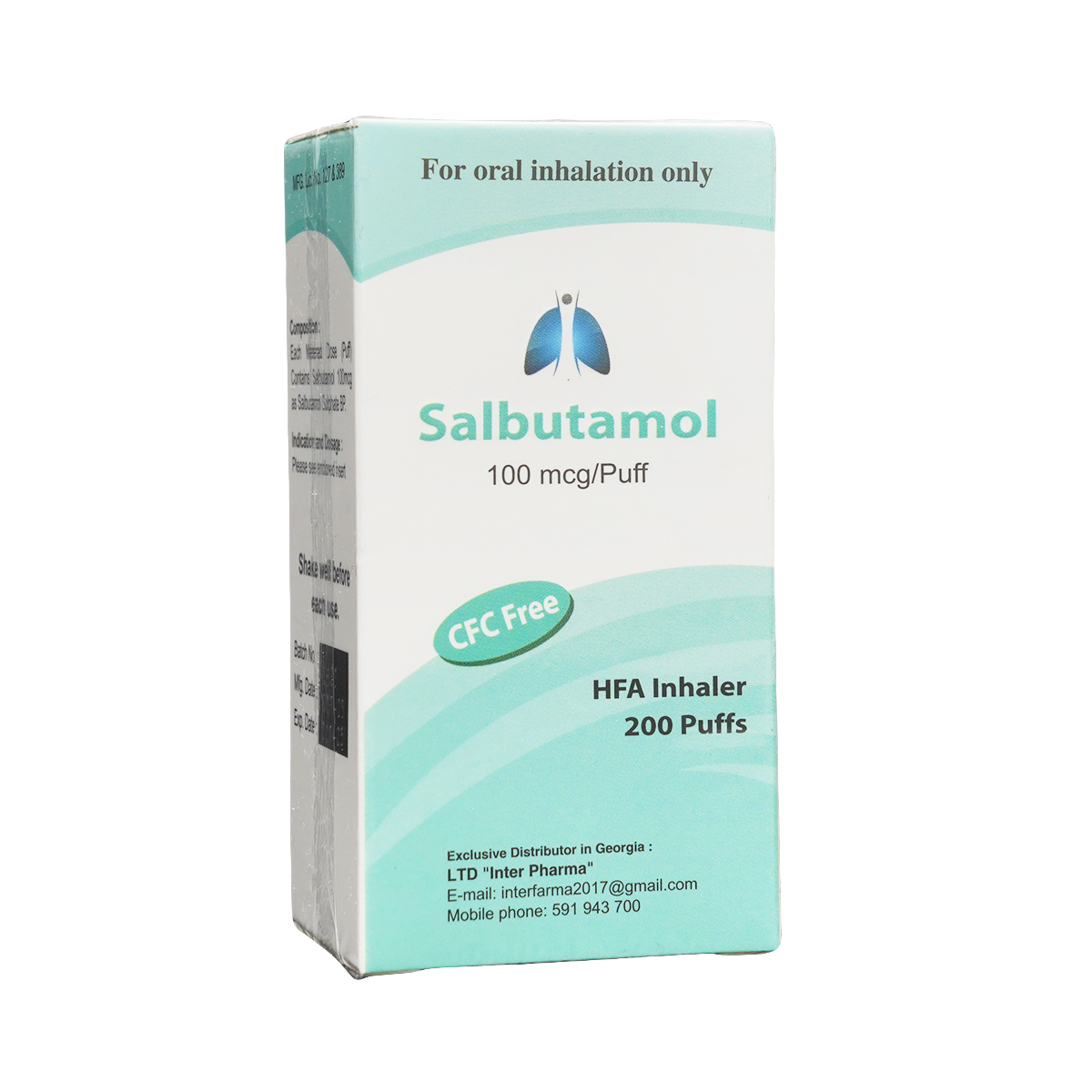 სალბუტამოლის აეროზოლი - Salbutamol 100მკგ 200დოზა