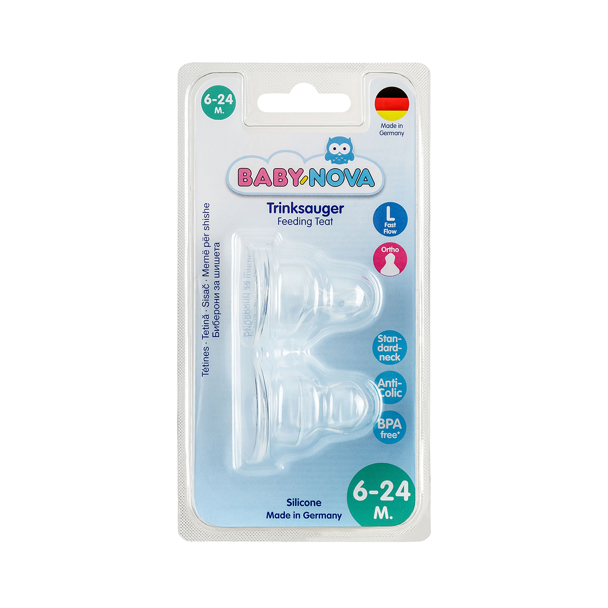 Baby Nova - ბეიბი ნოვა საწოვარა სილიკონის ფაფის 3-24 თვე 2 ცალი 15303