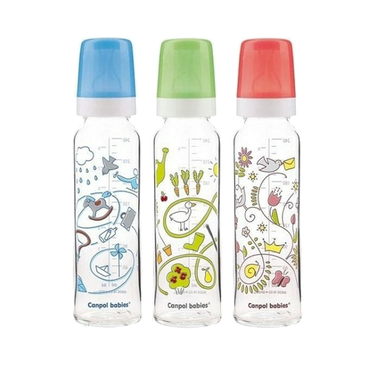 Canpol - კანპოლი  შუშის ბოთლი სილიკონის საწოვარით 240 მლ. 42-201 2