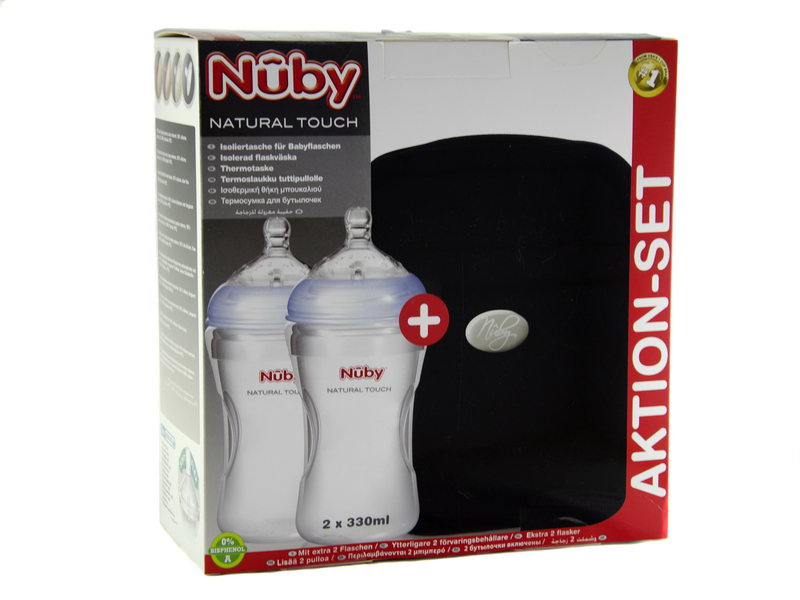 ნუბი-ბოთლის ჩანთა+2 ბოთლით
