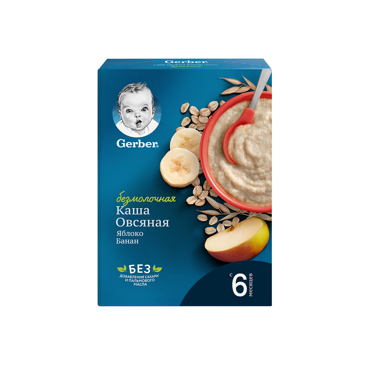 Gerber - გერბერი ურძეო ფაფა შვრია ბანანით და ვაშლით 2698