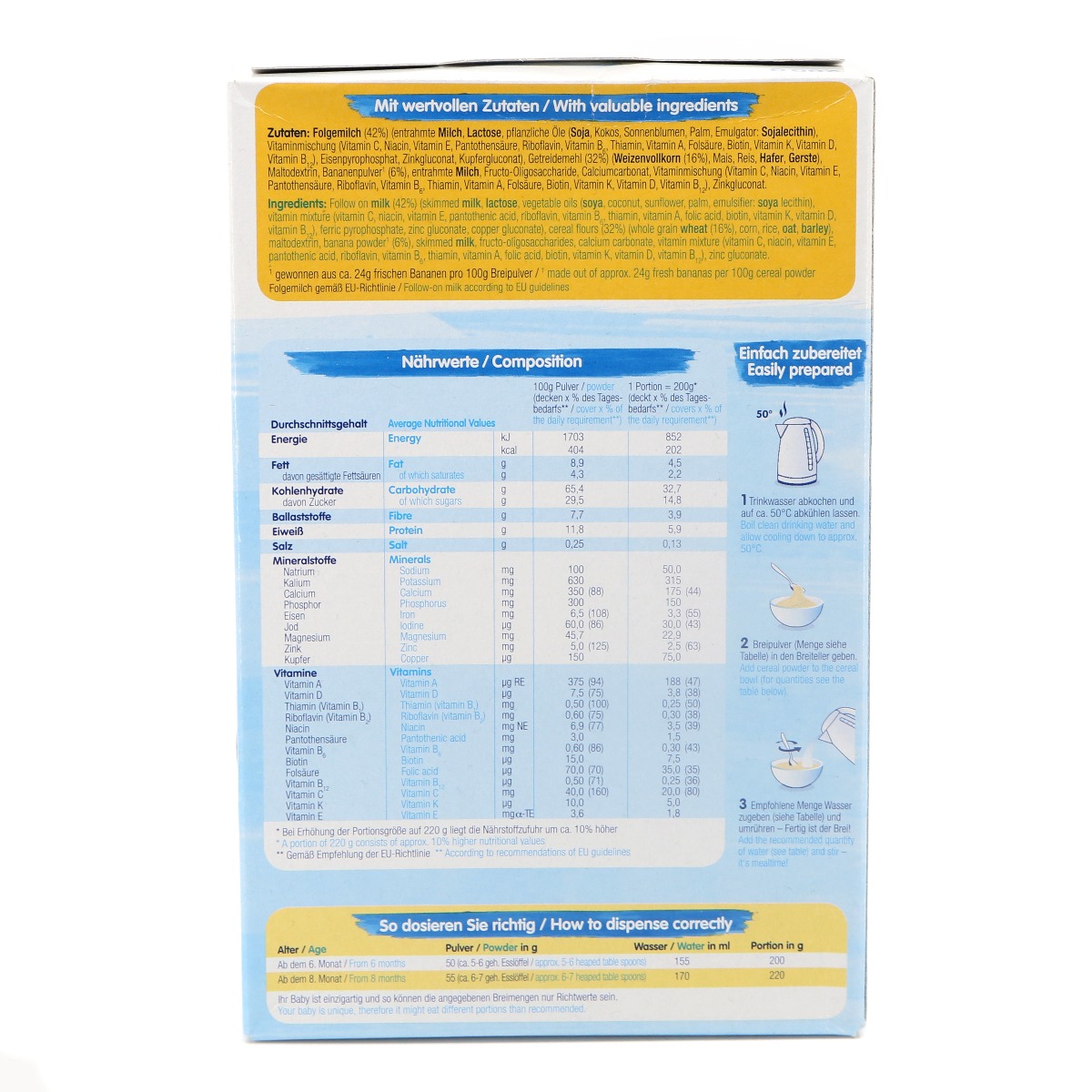 Humana - ჰუმანა 5 სახეობის მარცვლეულის რძიანი ფაფა ბანანით 200გ 5542 3