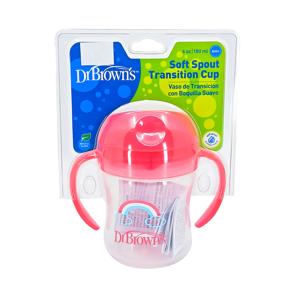 DrBrowns - დოქტორ ბრაუნი ჭიქა ვარდისფერი რბილი თავსახურით 180მლ 0338