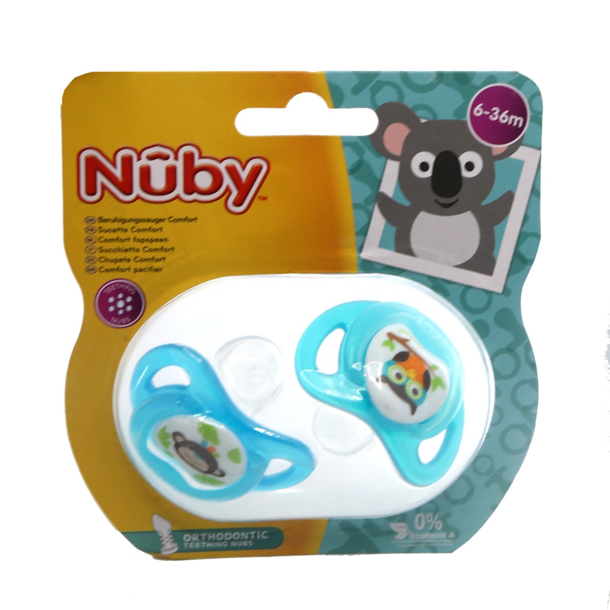 Nuby - ნუბი მატყუარა ორთოდონტული COMF. 2ცალი 6-36 თვე 8853