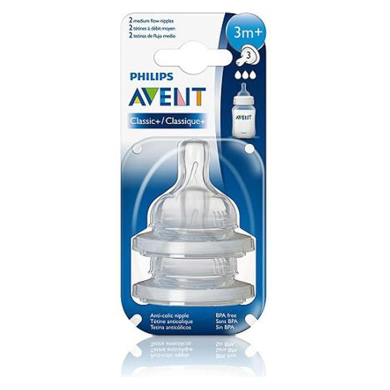 Avent - ავენტი ბოთლის საწოვარა 3 ნახვრეტით 3 თვიდან 2 ცალი 0942