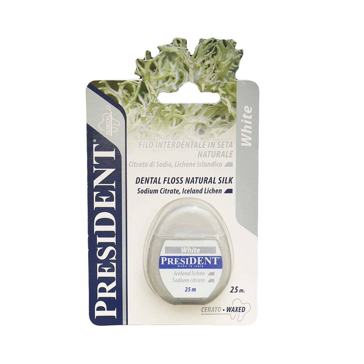 President - პრეზიდენტი ძაფი კბილებისთვის ბუნებრივი აბრეშუმით 25მ