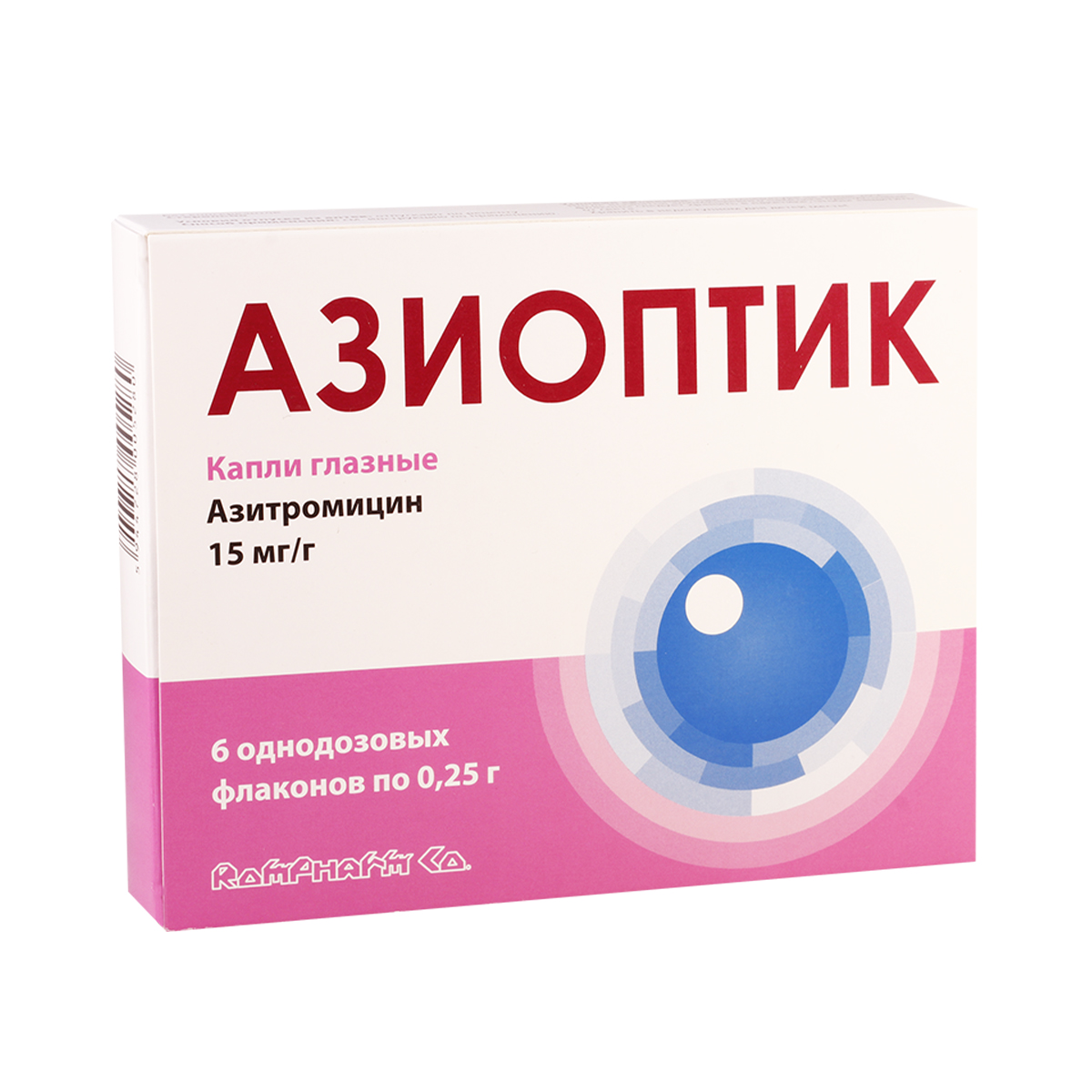 აზიოპტიკი 15მგ/გ 0.25მგ თვალის წვეთები 6 ფლაკონი