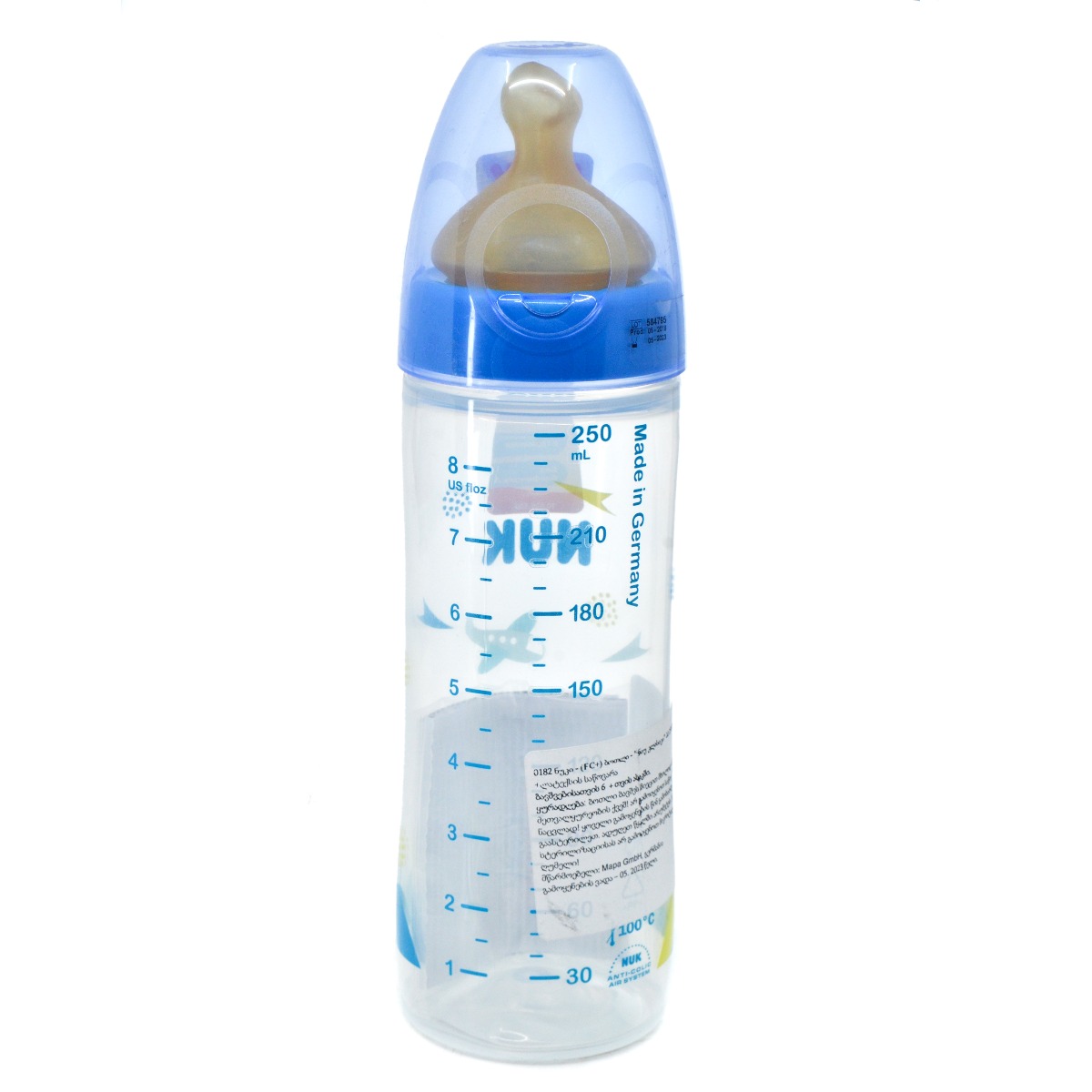 Nuk - ნუკი პლასმასის ბოთლი 250მლ ლატექსის მატყუარით 0182 2