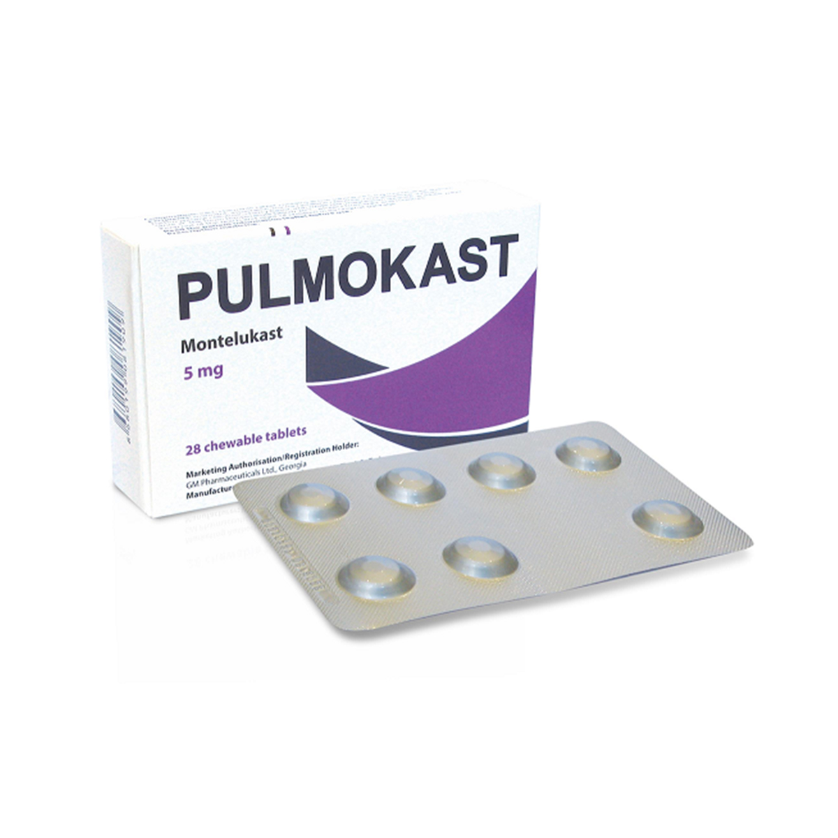 Pulmokast - პულმოკასტი 5მგ 28 საღეჭი ტაბლეტი