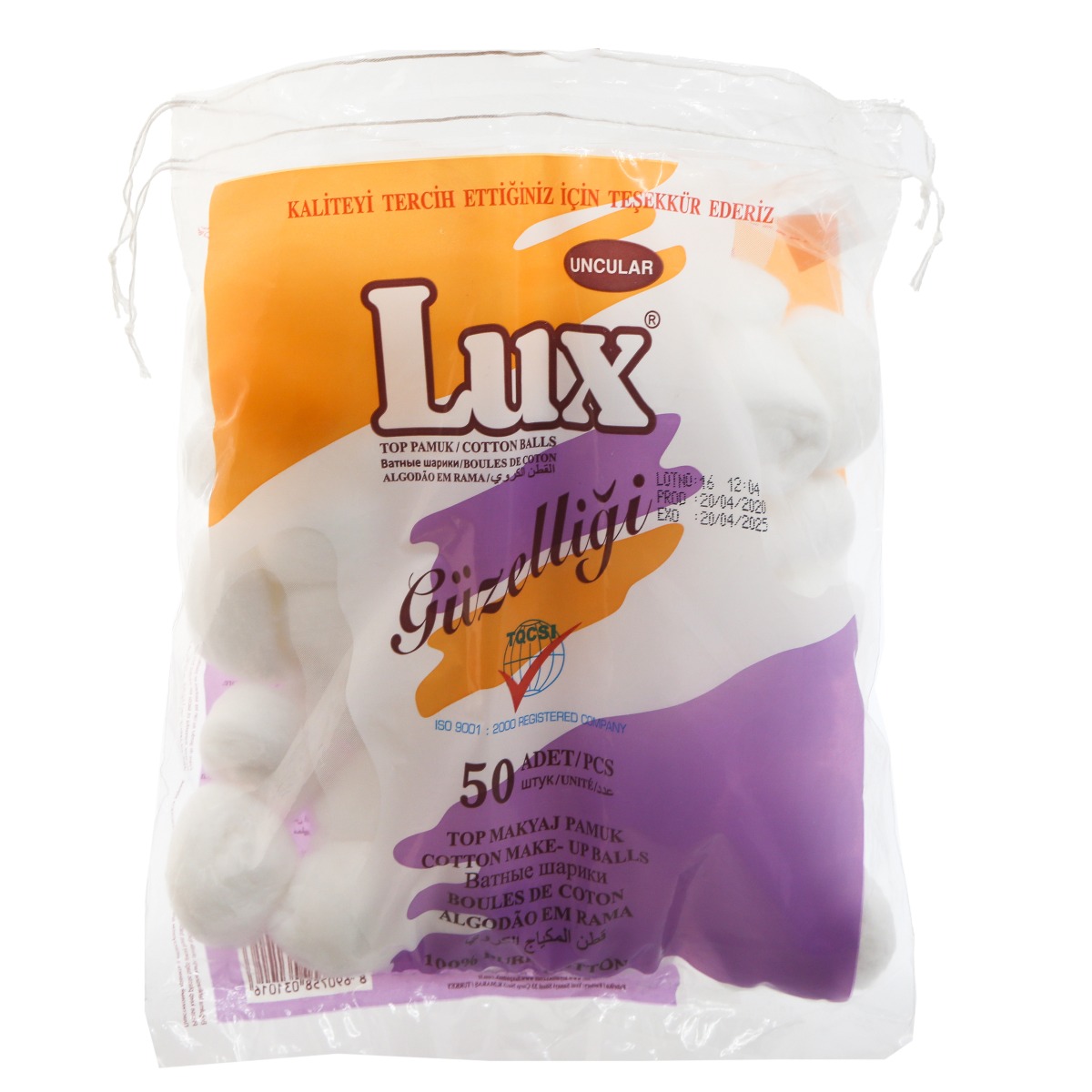 LUX - ლუქსი ბამბის ბურთები 50 ცალი 1016