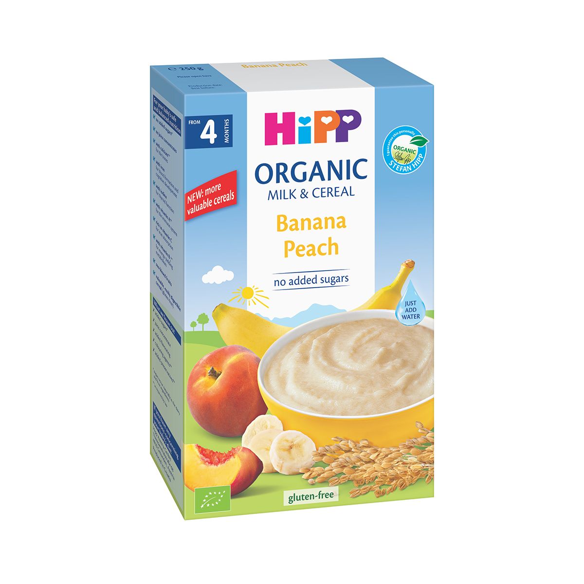 HIPP - ჰიპი რძიანი ფაფა ბანანი და ატამი 4 თვიდან