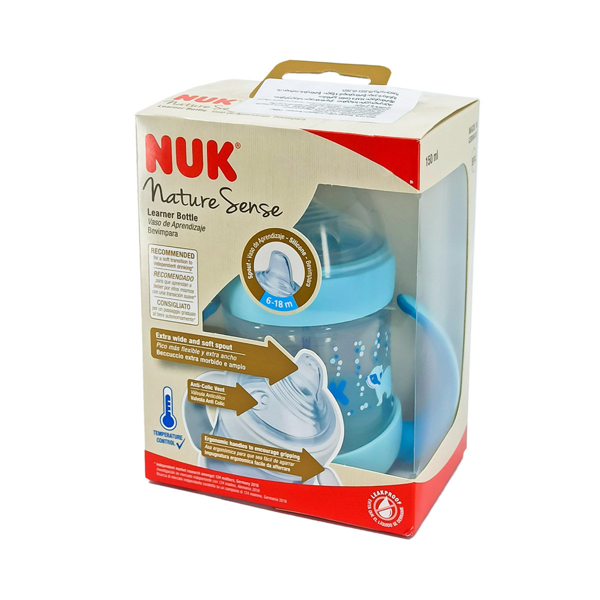 Nuk - ნუკი ბოთლი ტემპერატურის ინდიკატორით და სილიკონის საწოვარით 2829