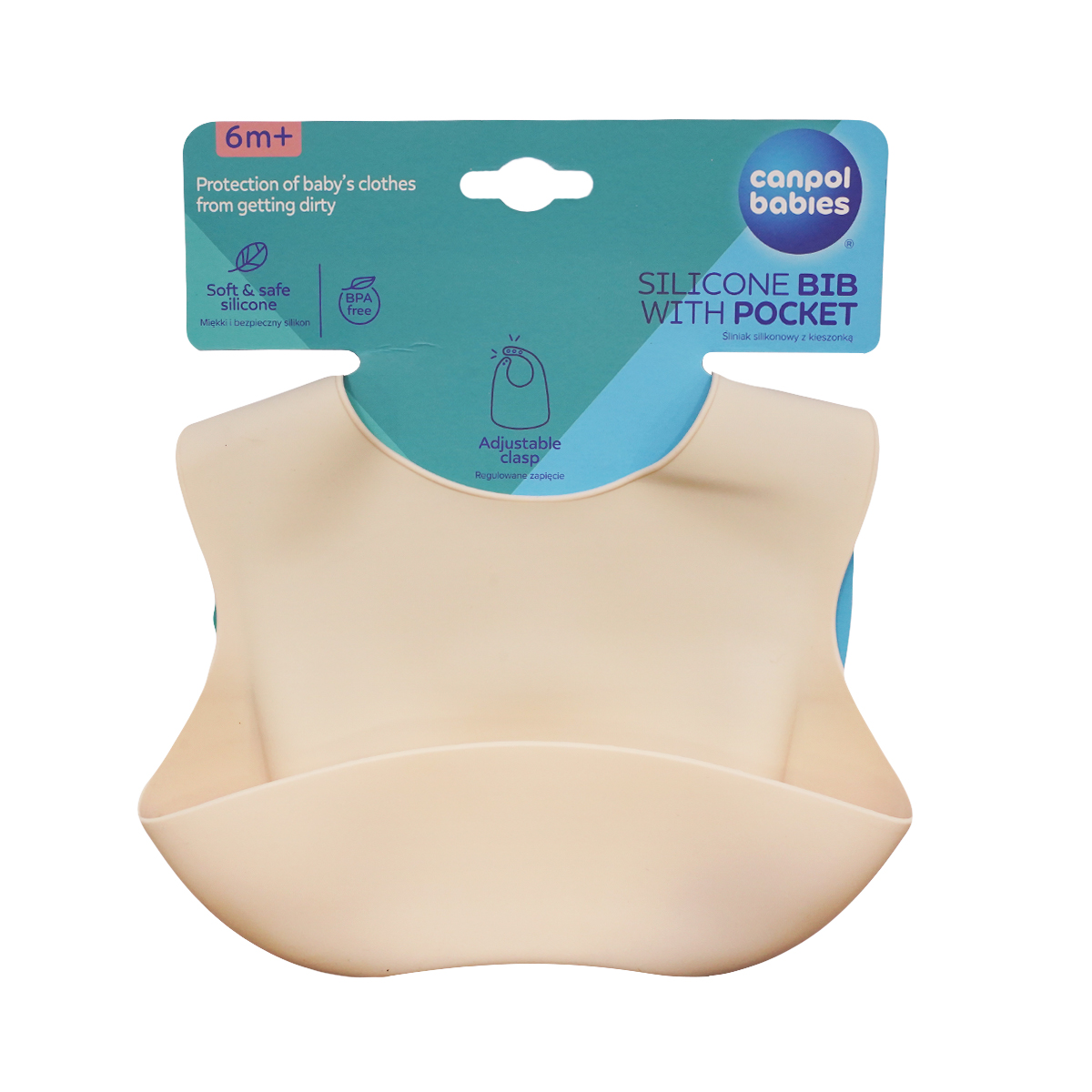 სილიკონის წინსაფარი ჯიბით კრემისფერი 0382 კანპოლი - Canpol