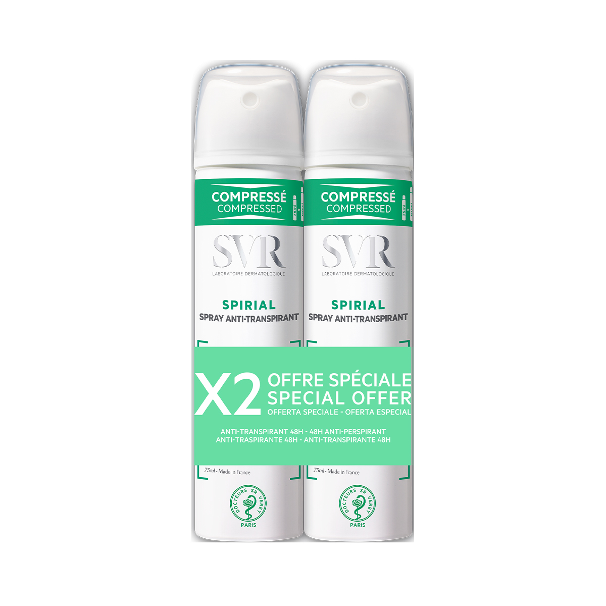 SVR - ესვიერი SPIRAL დეოდორანტი სპრეი 75 მლ 2 ცალი 6285