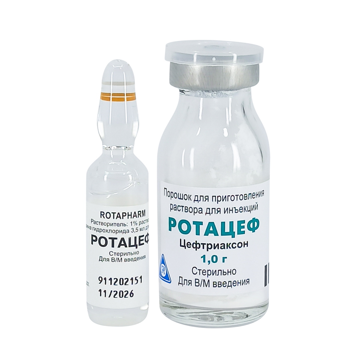Rotacef - როტაცეფი 1.0გ ფლაკონი გამხსნელით
