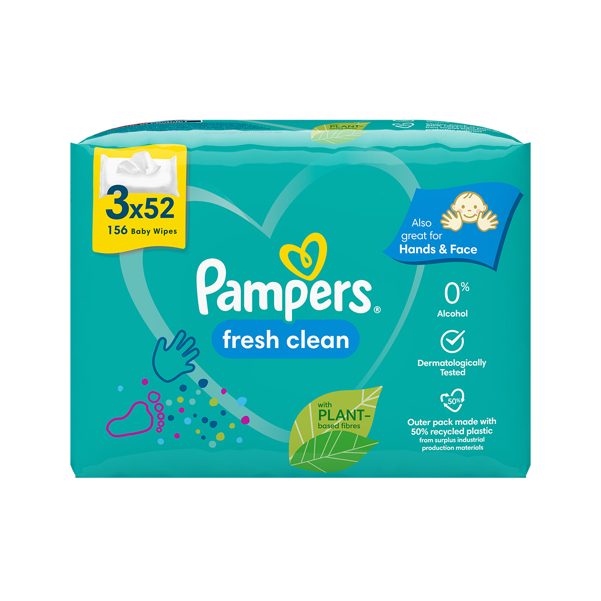 Pampers - პამპერსი სველი ხელსახოცი 52 ცალი 3 შეკვრა 7864