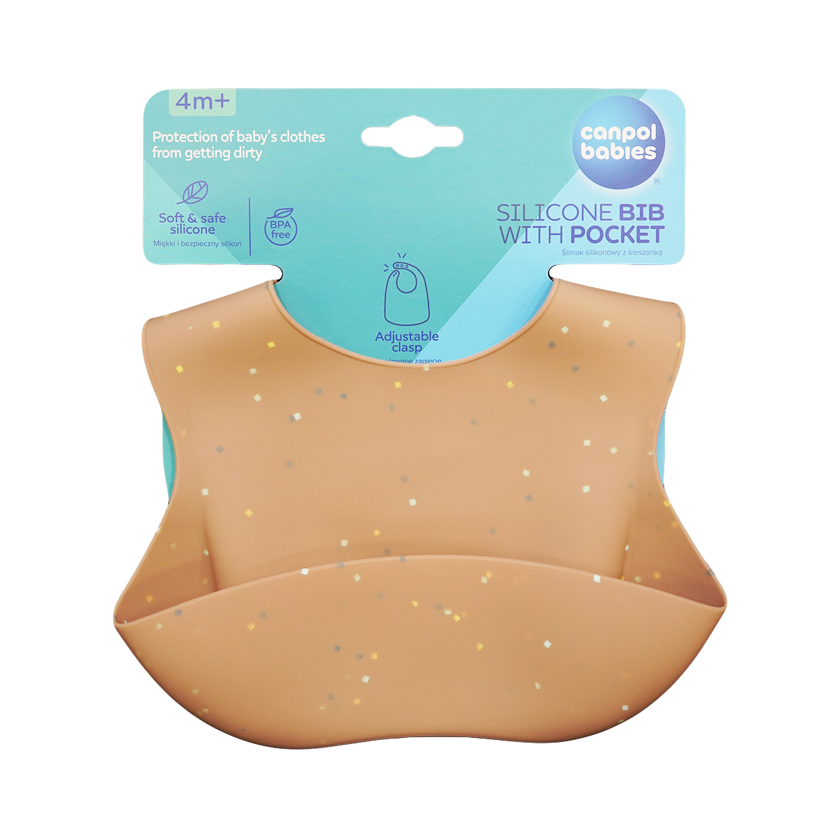 სილიკონის წინსაფარი ჯიბით ხორცისფერი 6781 კანპოლი - Canpol