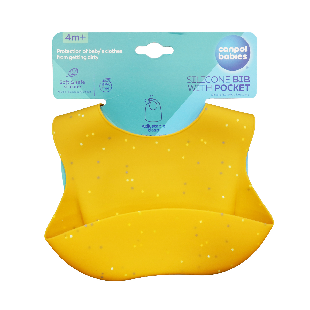 სილიკონის წინსაფარი ჯიბით ყვითელი 6804 კანპოლი - Canpol