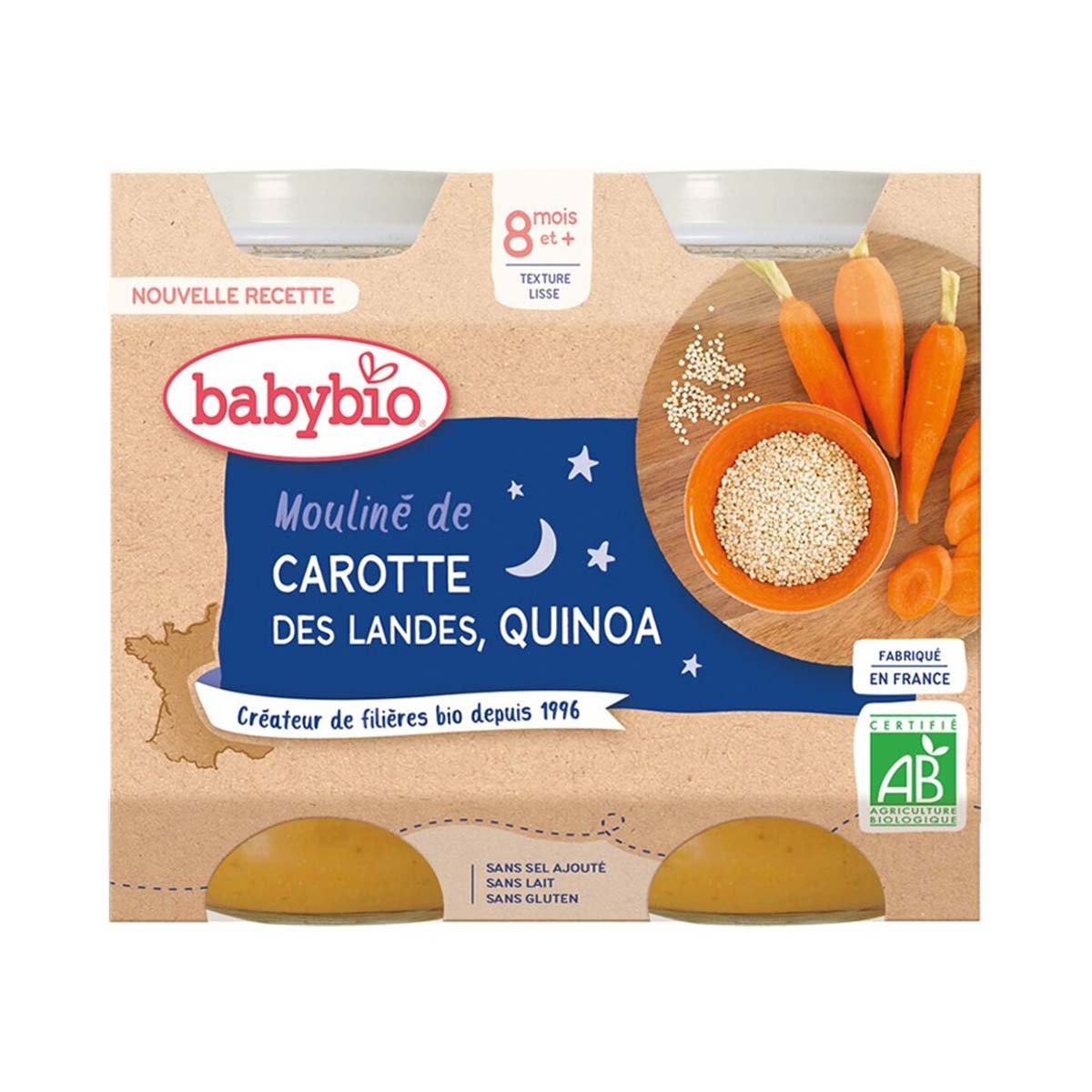 BabyBio - ბეიბი ბიო მენიუ ძილი ნებისა ბატატი და სტაფილო ქინოათი 2 ცალი 0552