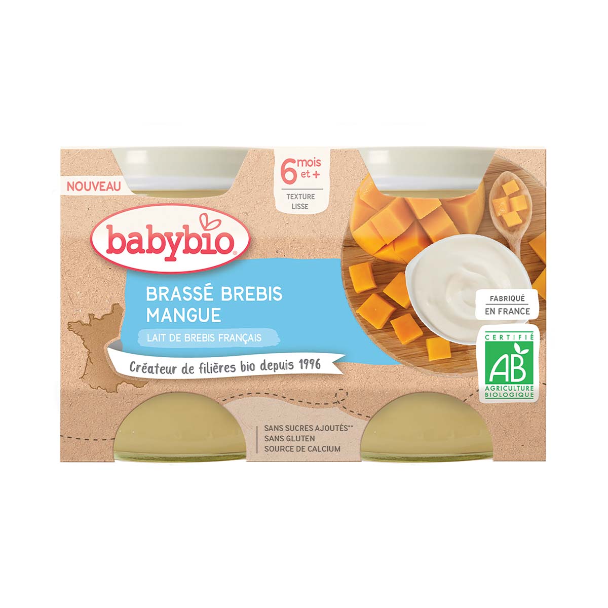 BabyBio - ბეიბი ბიო ფრანგული იოგურტი ცხვრის რძით 2 ცალი 0873