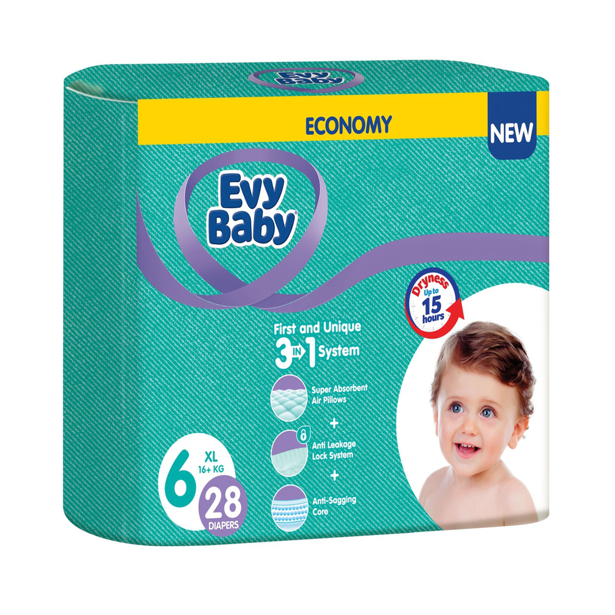 EVY BABY - ევი ბეიბი ბავშვის საფენიTWIN 16+ კგ 28 ცალი 0233