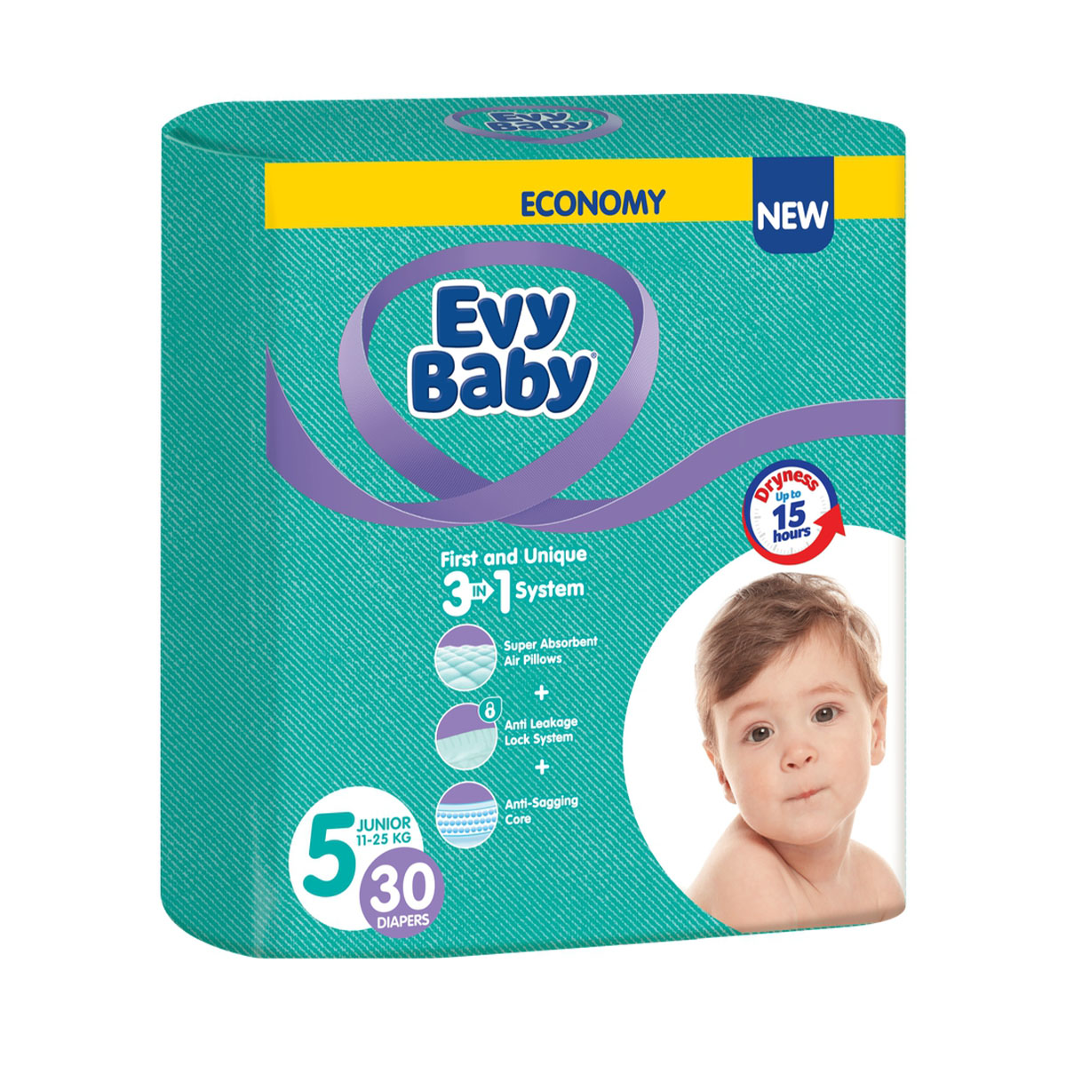 EVY BABY - ევი ბეიბი ბავშვის საფენი TWIN 11-25 კგ 30 ცალი 0219