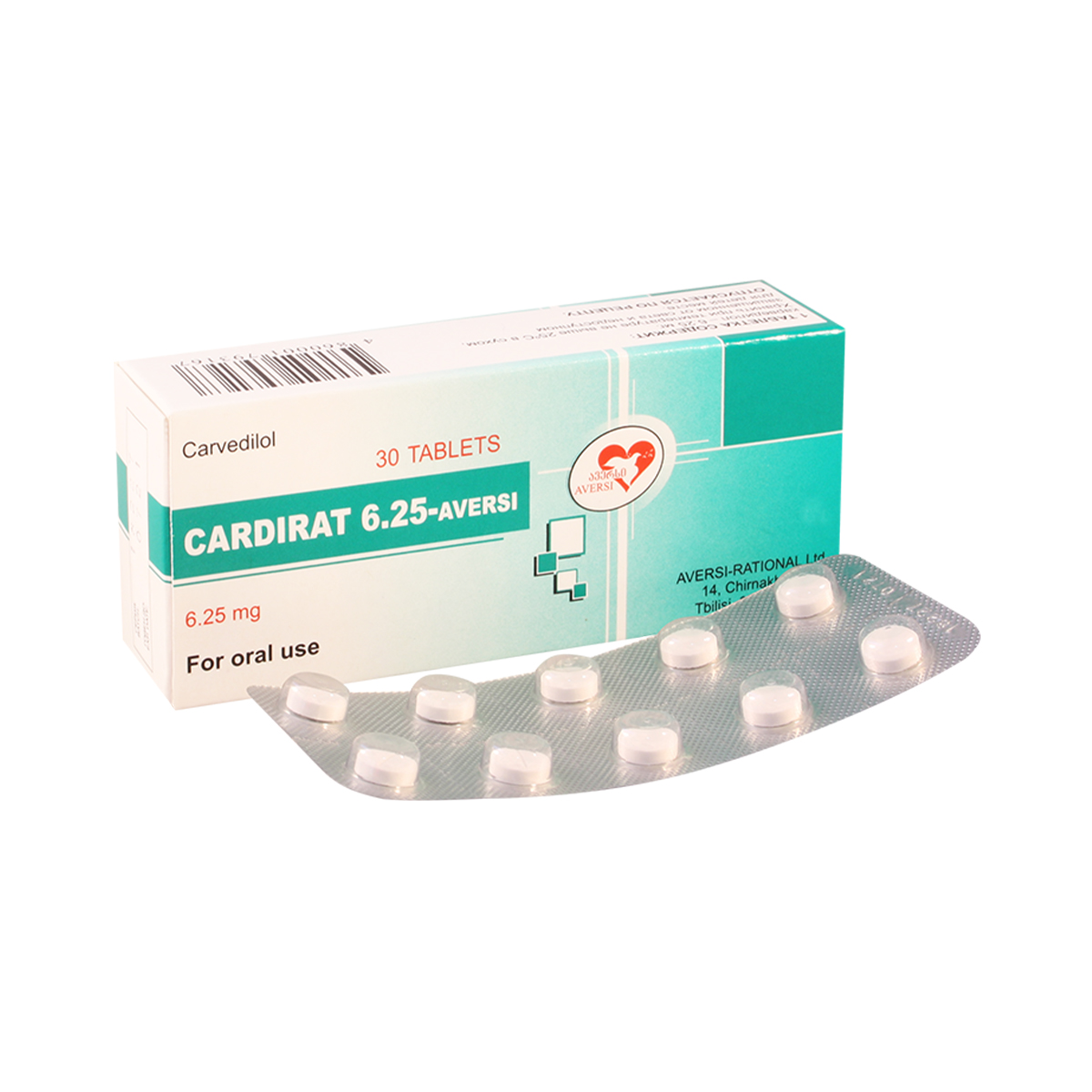 Cardirat - კარდირატი  6.25მგ  30 ტაბლეტი