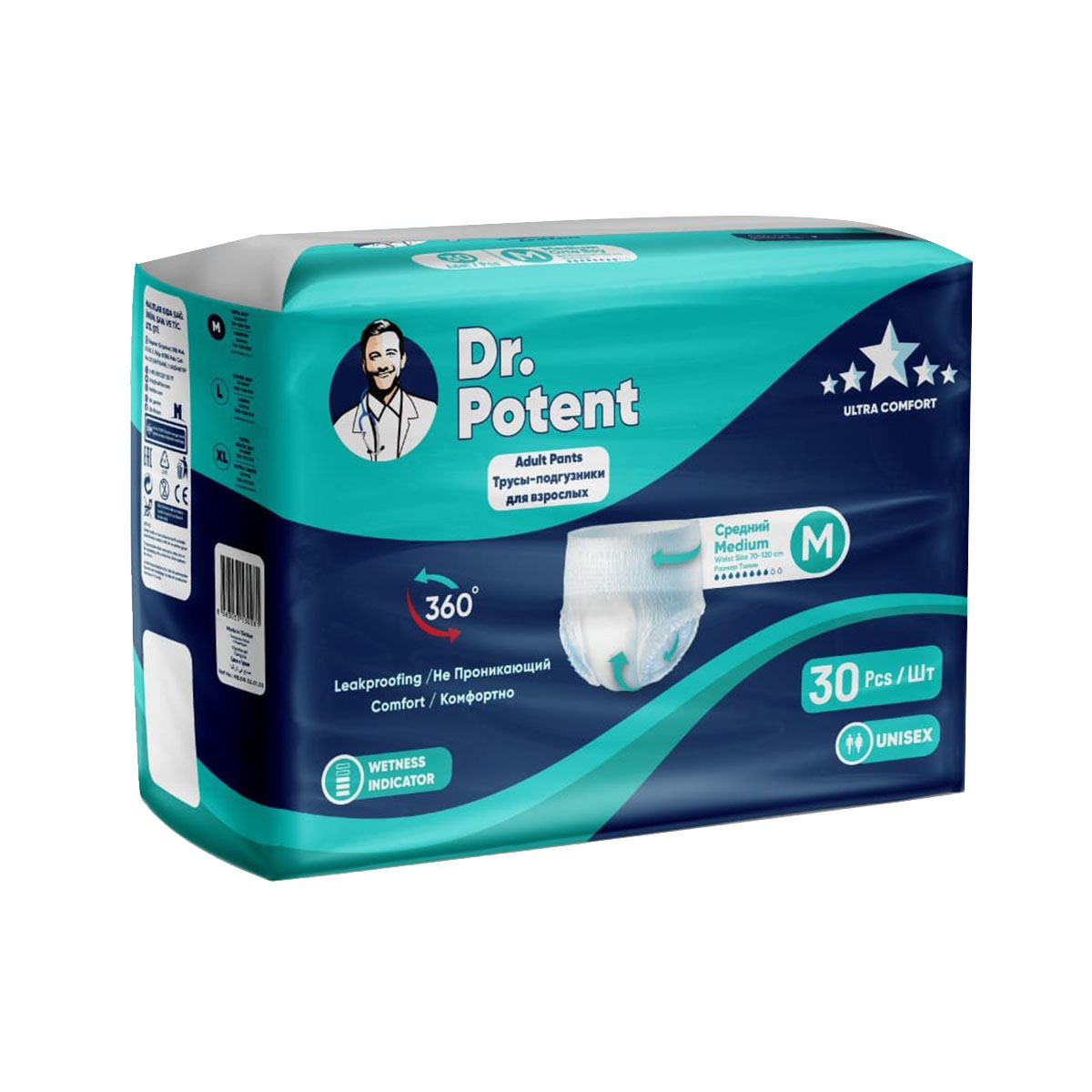 Dr. Potent - დოქტორ პოტენტი მწოლიარის ტრუსი M 30 ცალი 0281