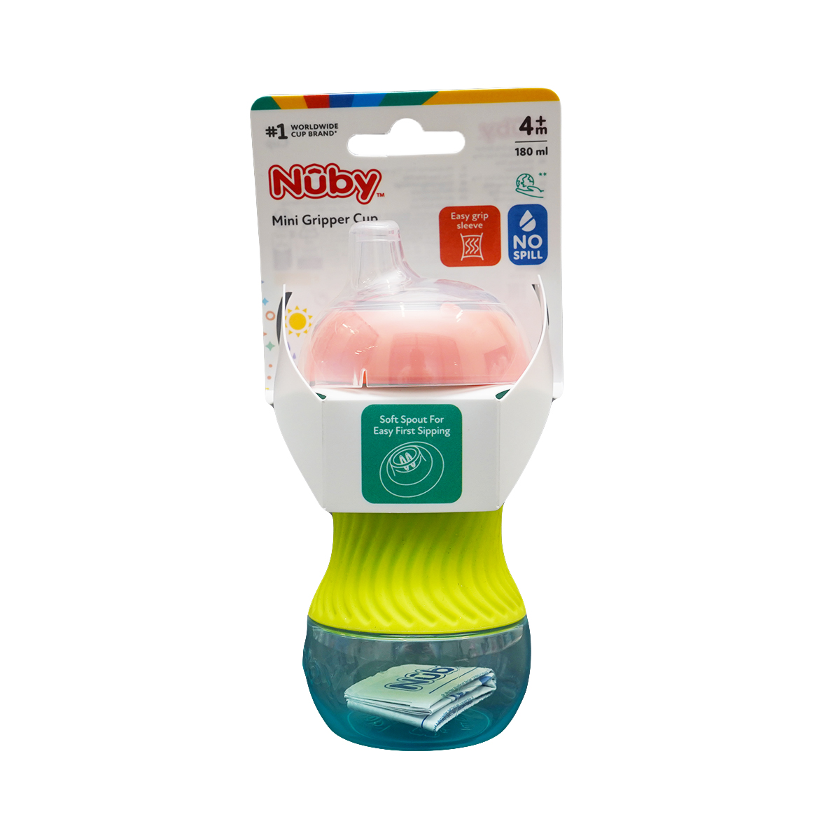 Nuby - ნუბი ბოთლი საწრუპით 4+ 180მლ 04032