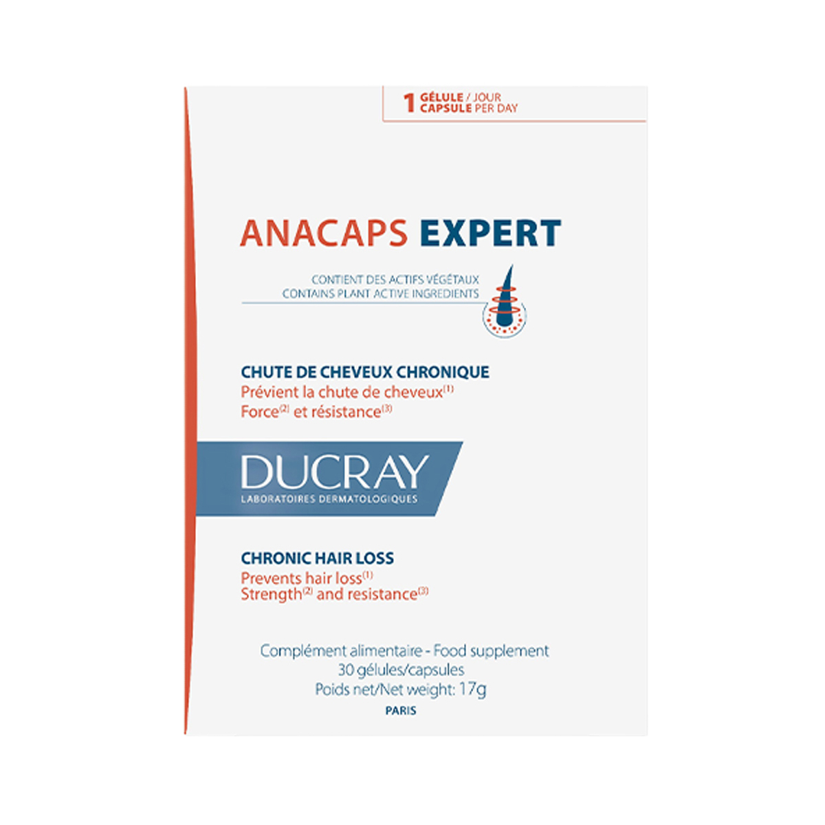 Ducray - დუკრე Anacaps Expert თმის ცვენის საწინააღმდეგო დანამატი 30 ტაბლეტი 9029