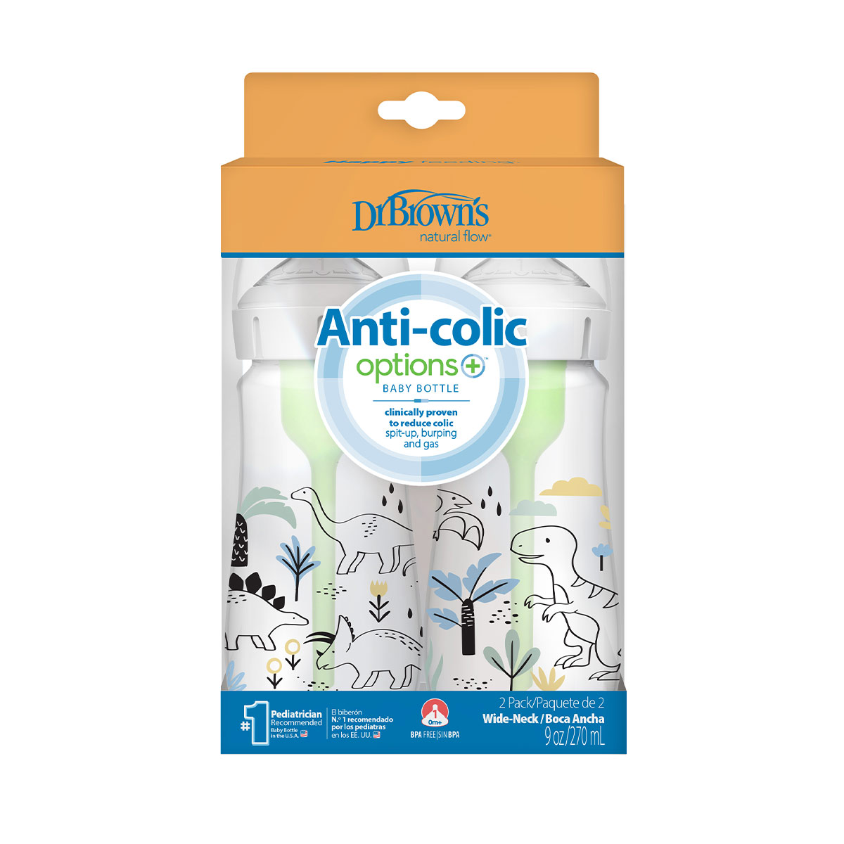 DrBrowns - დოქტორ ბრაუნი ბოთლი ფართო ყელით Options+  დინამიური საწოვარით 2 ცალი 2589