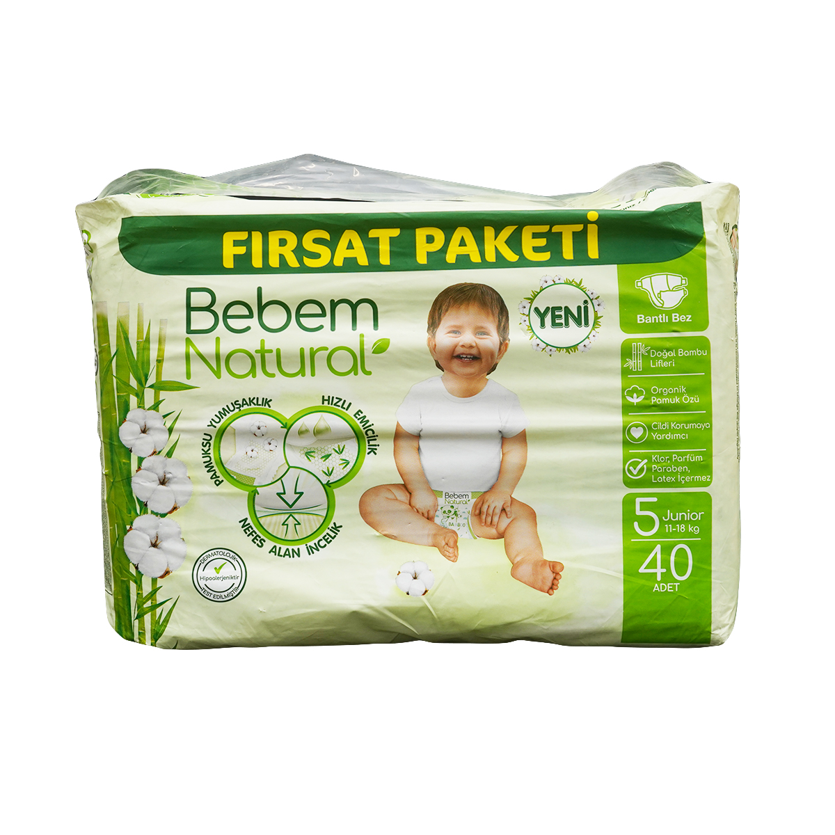 Bebem Natural - ბებემ ნეიჩერალს ბავშვის საფენები 11-18 კგ 40 ცალი 1975 2