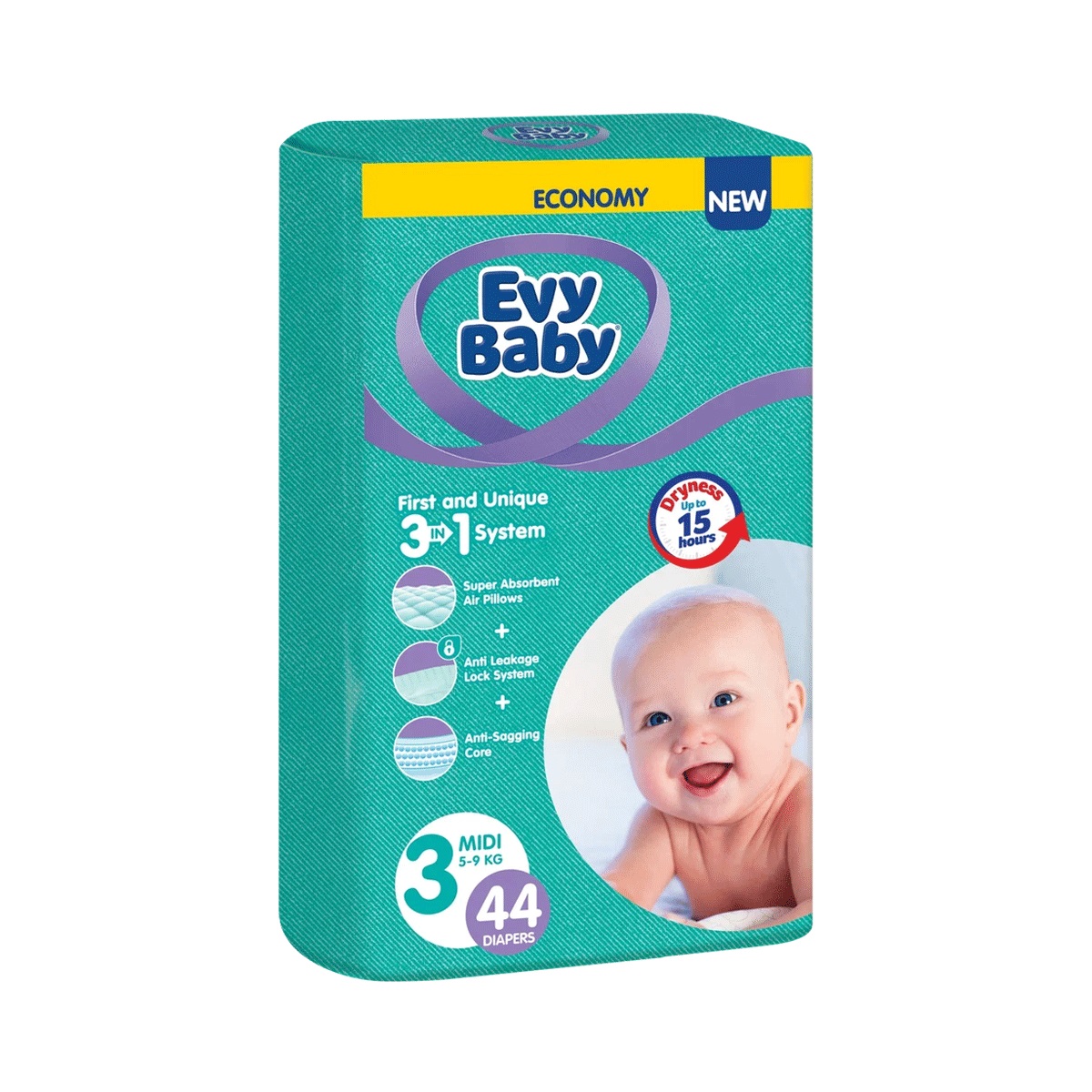 EVY BABY - ევი ბეიბი ბავშვის საფენი TWIN 5-9კგ 44 ცალი 0240