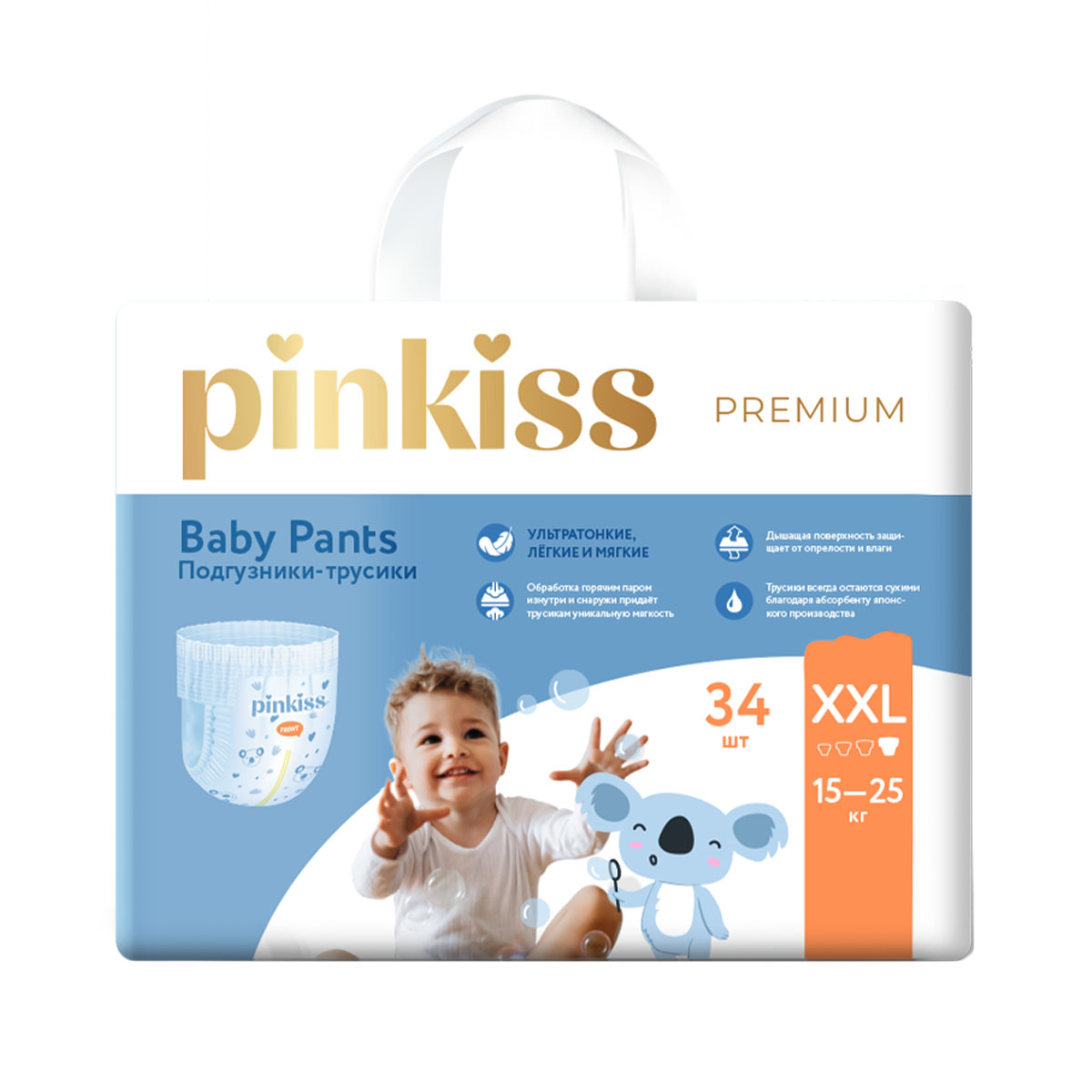 Pinkiss - პინკის ბავშვის საფენი ტრუსი Premium 15-25 კგ 34 ცალი 0179