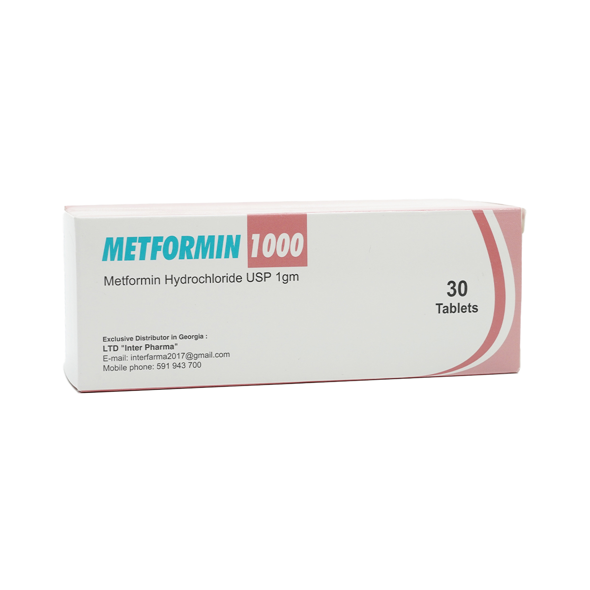 Metformin 1000 - მეტფორმინი 1000მგ 30 ტაბლეტი