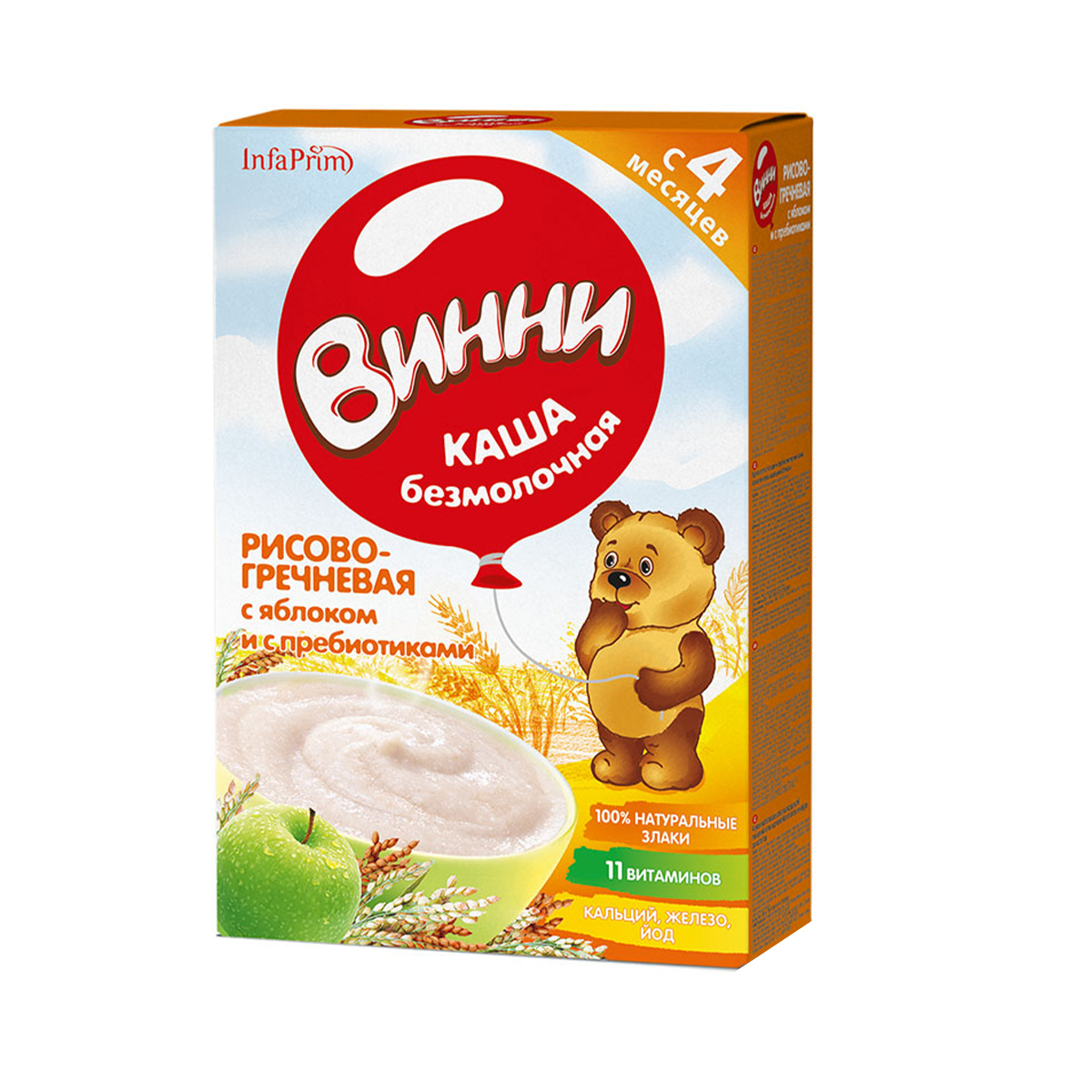 ვინი ბრინჯისა და წიწიბურას ურძეო ფაფა ვაშლით 4 თვიდან 4602/4923