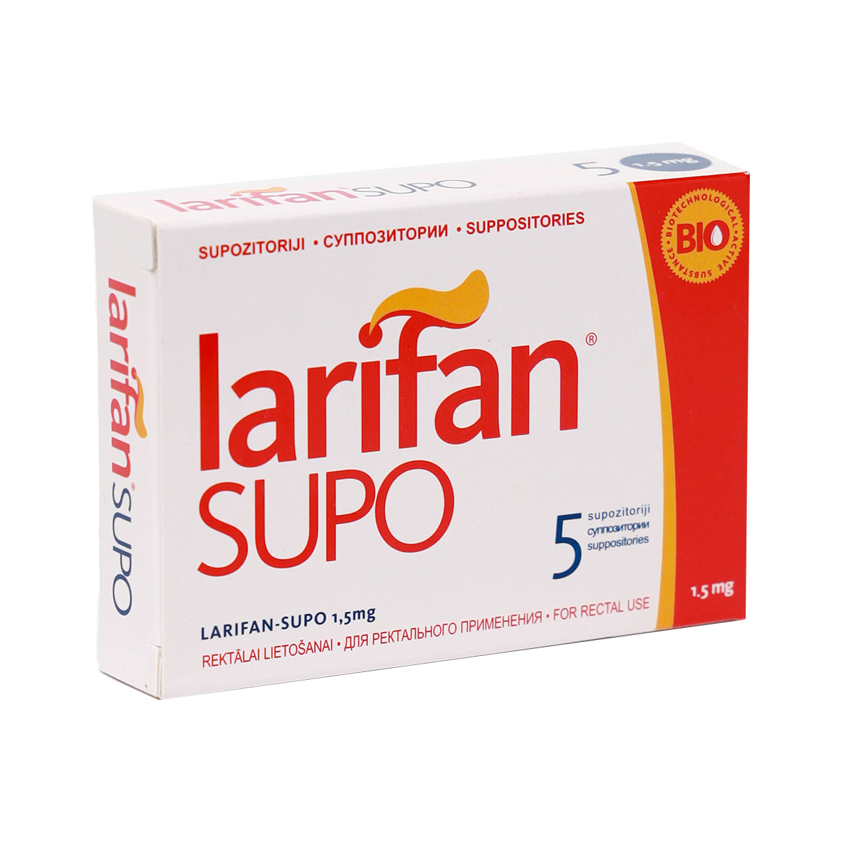 LARIFAN SUPO - ლარიფანი სუპო 1.5მგ. 5 რექტალური სანთელი
