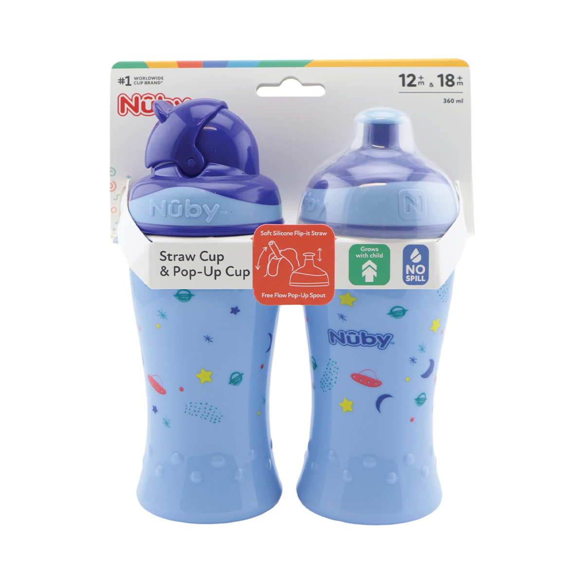 წყლის ჭიქა + ჭიქა საწოვარა 360 მლ 3415 ნუბი - Nuby 2