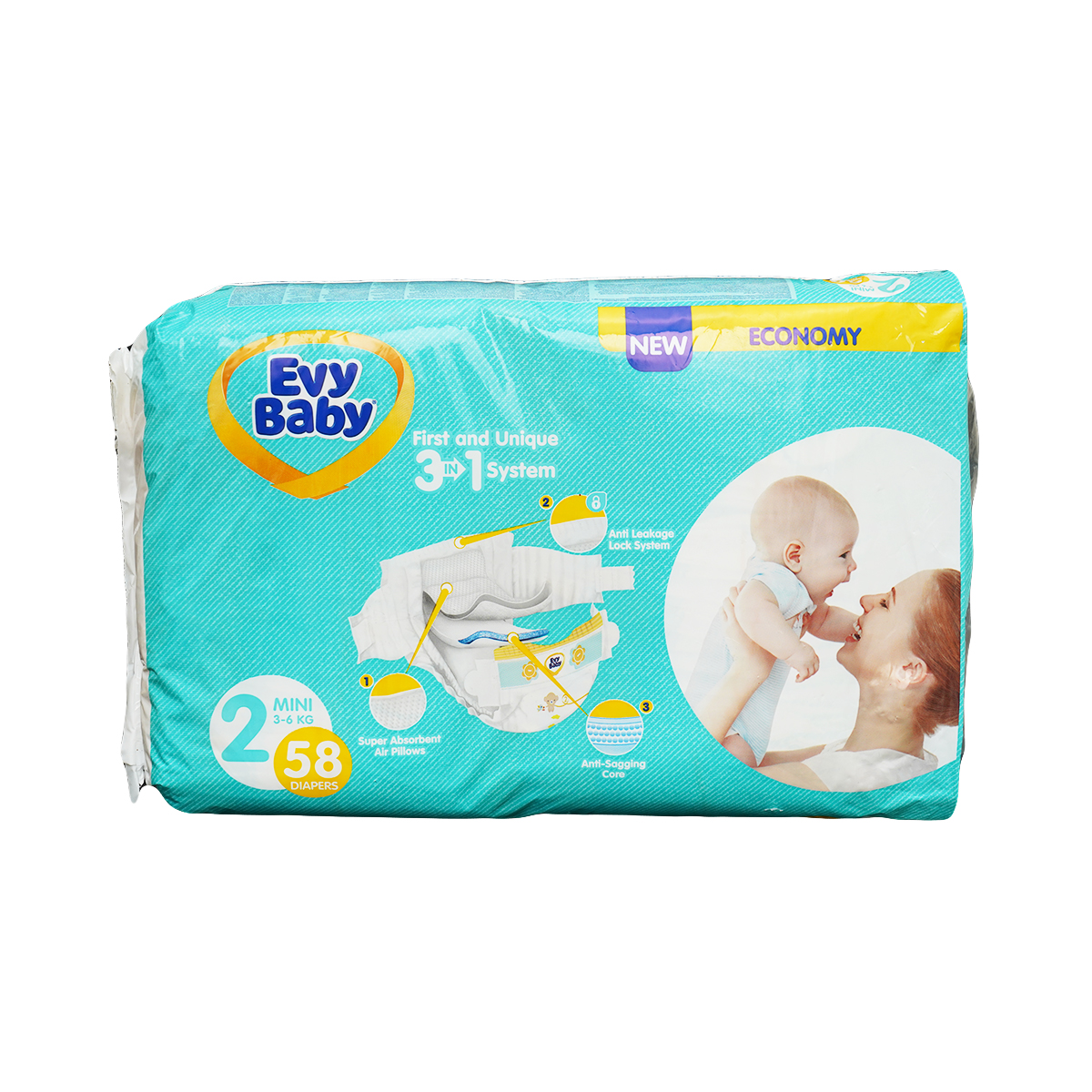 EVY BABY - ევი ბეიბი TWIN 3-6კგ 58 ცალი 0257 2