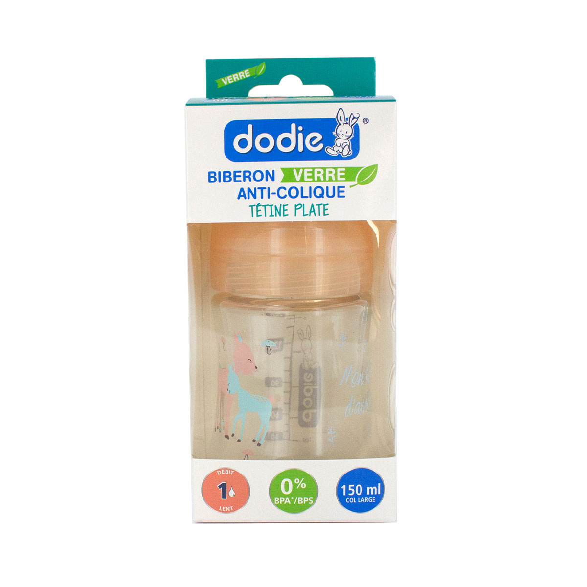 Dodie - დოძიე შუშის ბოთლი AC 0-6 თვე 150 მლ N1 2601 3