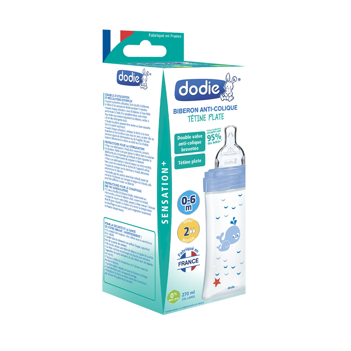 Dodie - დოძიე ბოთლი AC 0-6 თვე 270 მლ N2 6637 3