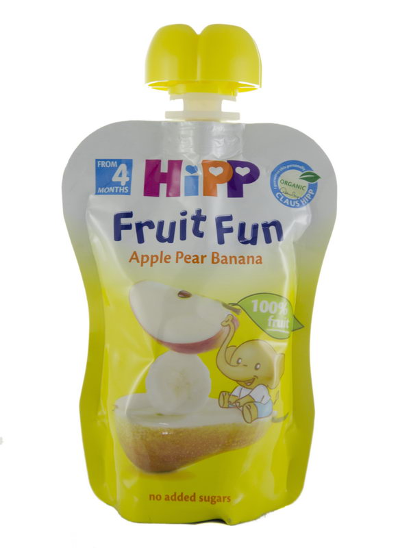 HIPP - ჰიპი პიურე ვაშლი/მსხალი/ბანანი 4 თვიდან 8520