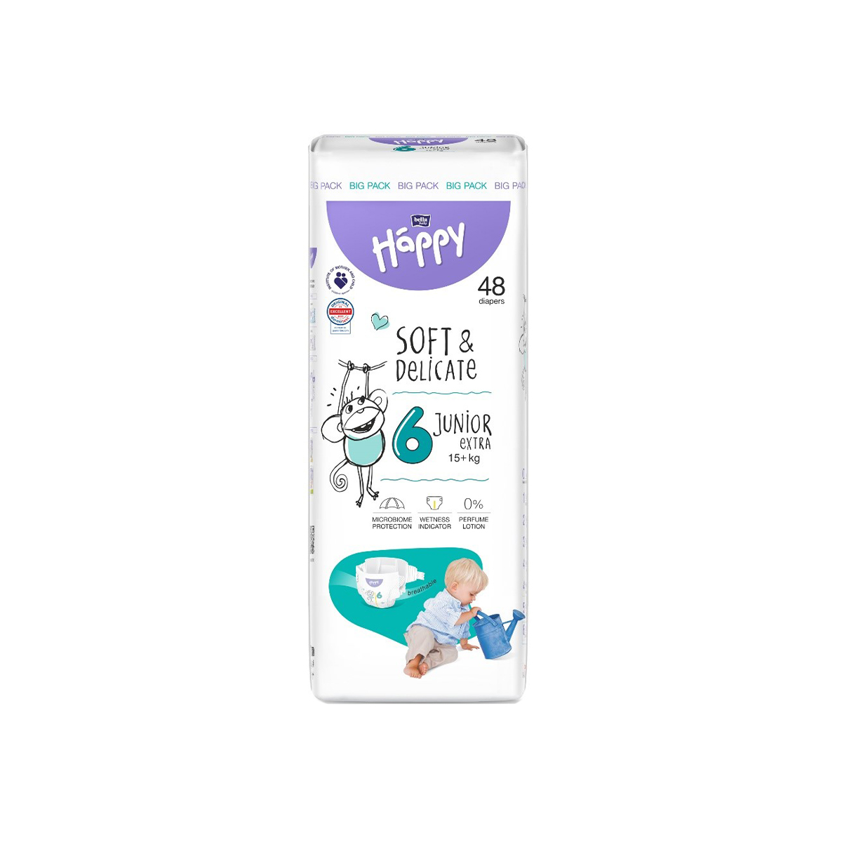 საბავშვო საფენი, ზომა 6 (Junior extra) 15+ კგ, 48 ცალი 5551 ბელა ჰეფი - Bella Happy